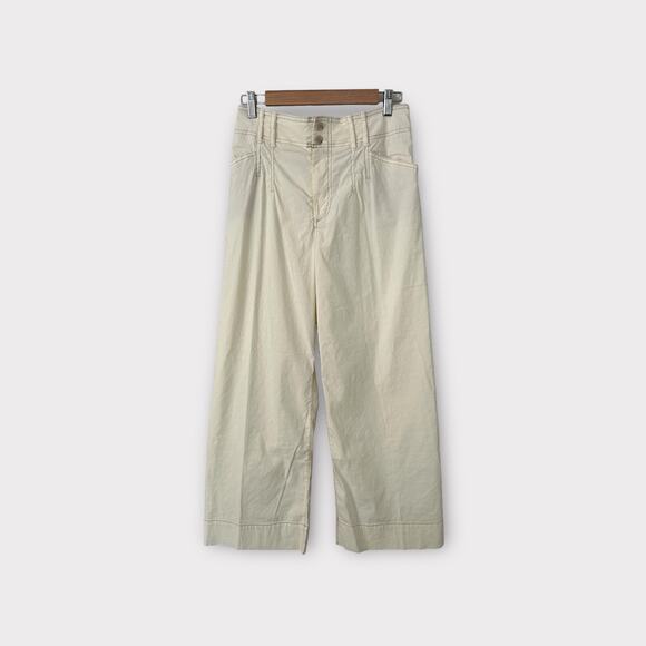 NWOT by Anthropologie Emma Coastal Minimalist Classic Wide Leg Ankle Crop Pants - Picture 5 of 14